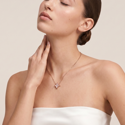Color Blossom Rose Inlay Star Necklace