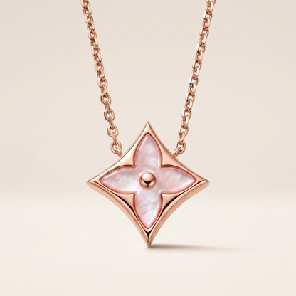 Color Blossom Rose Inlay Star Necklace