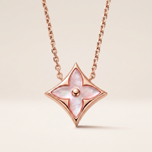 Color Blossom Rose Inlay Star Necklace