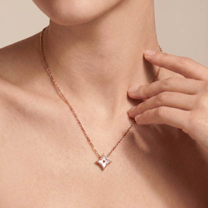 Color Blossom Rose Inlay Star Necklace