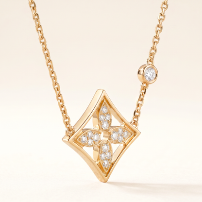 Color Blossom Yellow Pavé Diamonds Star Necklace