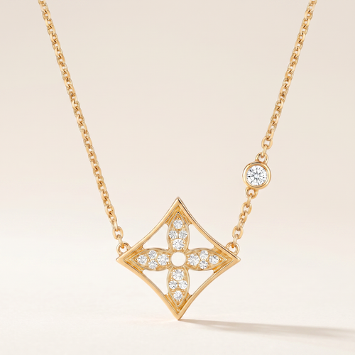 Color Blossom Yellow Pavé Diamonds Star Necklace