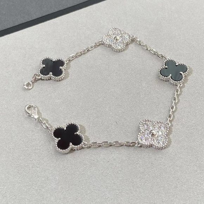 Vintage Five Motifs Black Clover Bracelet