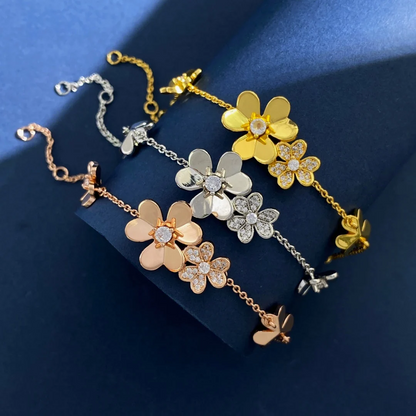 Elegant Frivole 5 Flowers Pavé Bracelet