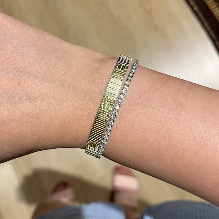 Love Ribbed Screw Accent Bracelet