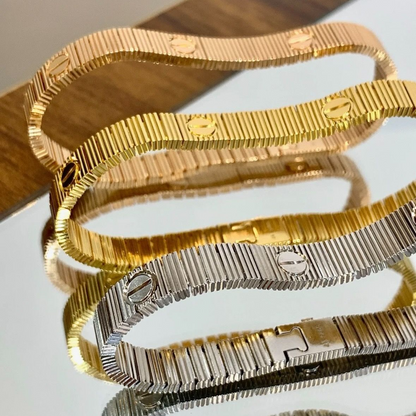 Love Ribbed Screw Accent Bracelet
