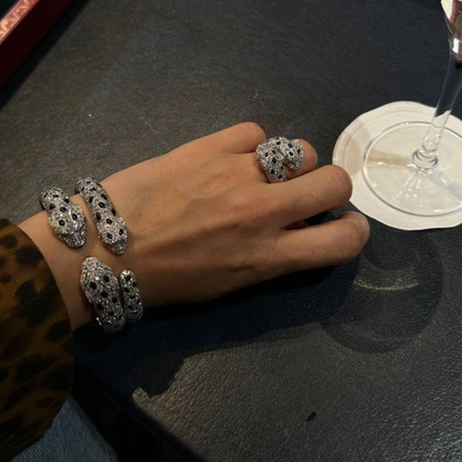 Panthere Pavé Diamonds Open Bangle Bracelet