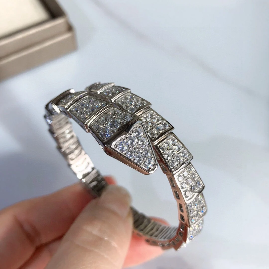 Serpenti White Pavé Diamonds Double Wrap Bracelet