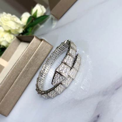 Serpenti White Pavé Diamonds Double Wrap Bracelet