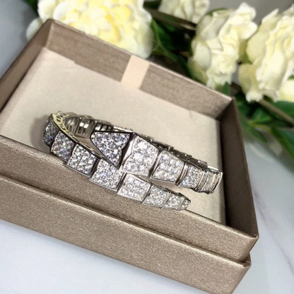Serpenti White Pavé Diamonds Double Wrap Bracelet