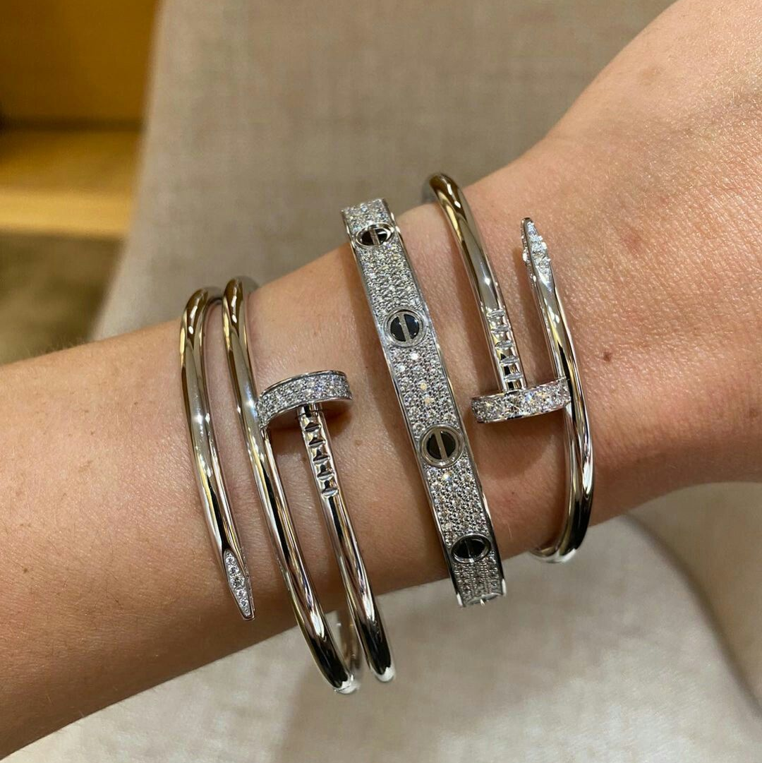 Juste Un Clou Pavé Diamonds Double Wrap Bangle Bracelet