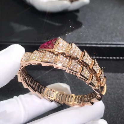 Serpenti Rose Pink Stone Wrap Bracelet
