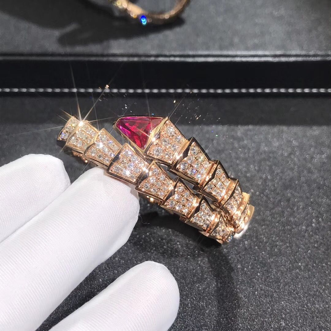 Serpenti Rose Pink Stone Wrap Bracelet