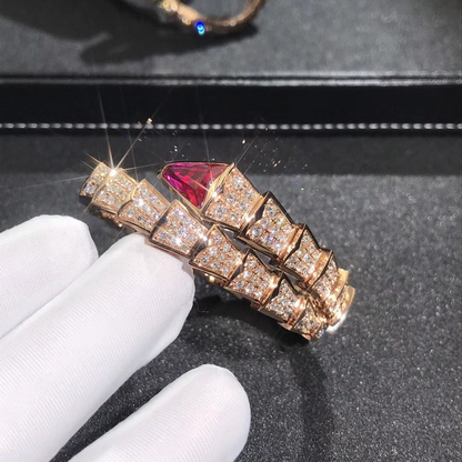Serpenti Rose Pink Stone Wrap Bracelet