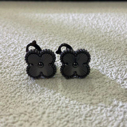 Vintage Black Guilloche Earrings