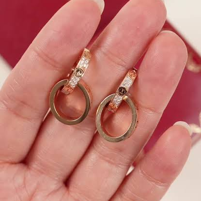 Love Double Pavé Diamonds Hoop Earrings