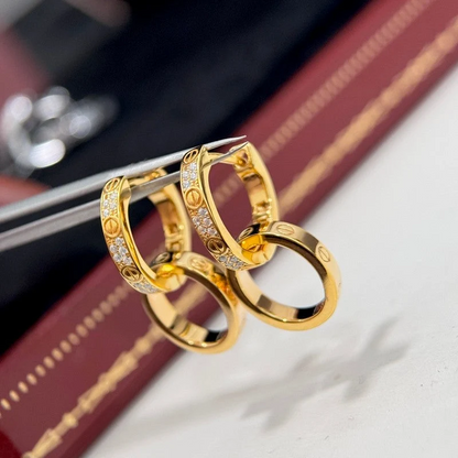 Love Double Pavé Diamonds Hoop Earrings