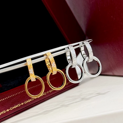 Love Double Pavé Diamonds Hoop Earrings