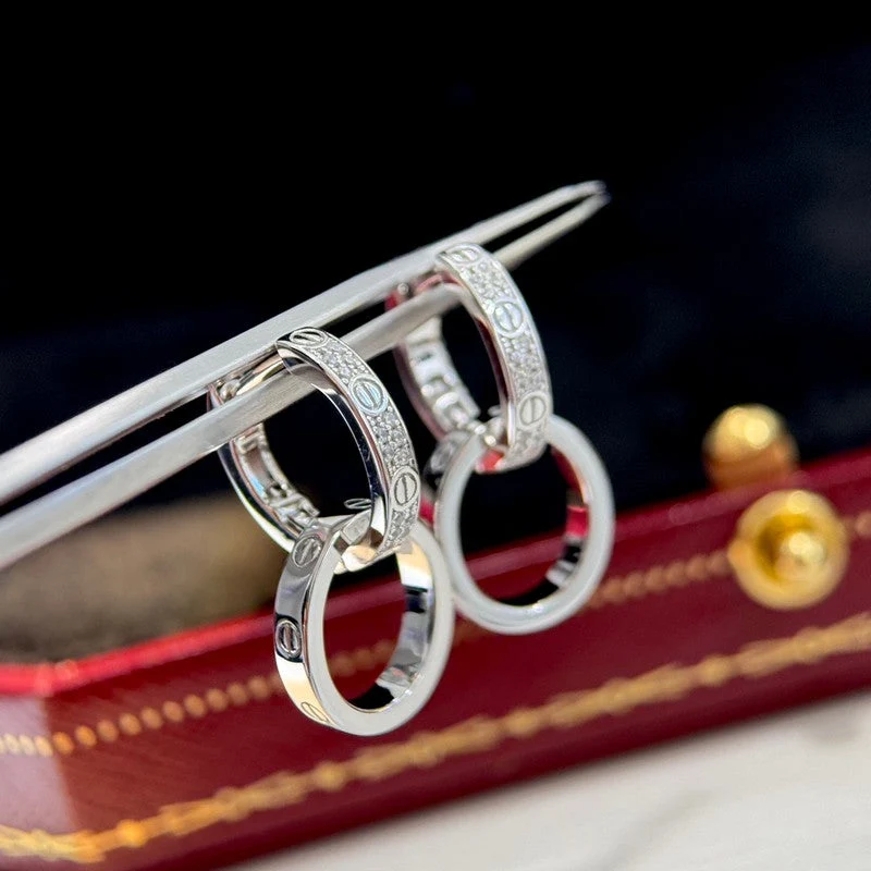 Love Double Pavé Diamonds Hoop Earrings