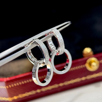 Love Double Pavé Diamonds Hoop Earrings
