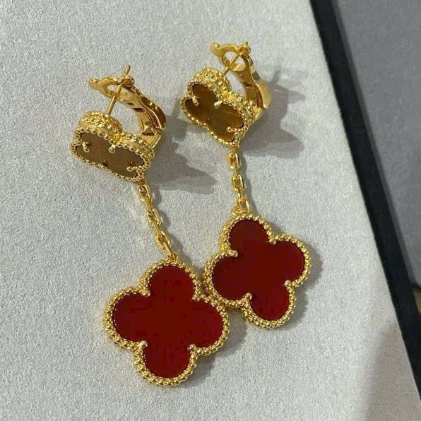 Magic Alhambra Carnelian & Tiger Eye Earrings