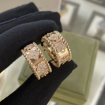 Perlée Clovers Diamonds Hoop Earrings