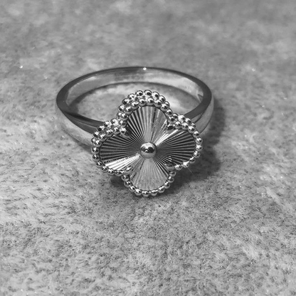 Vintage Clover Guilloche Ring