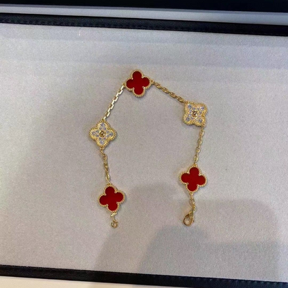 Vintage Five-Motif Red Stone Mix Bracelet