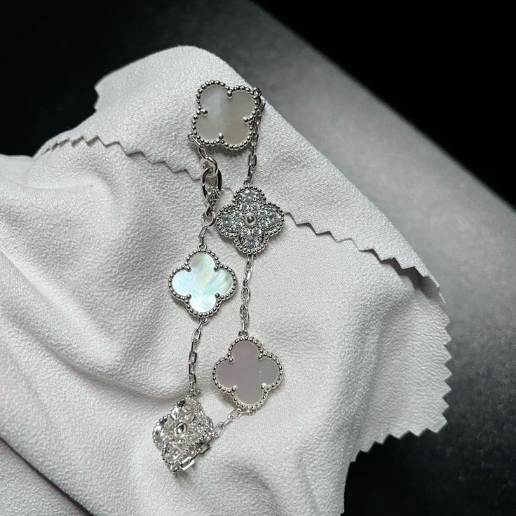 Vintage Five Motifs Mother Of Pearl Mix Bracelet
