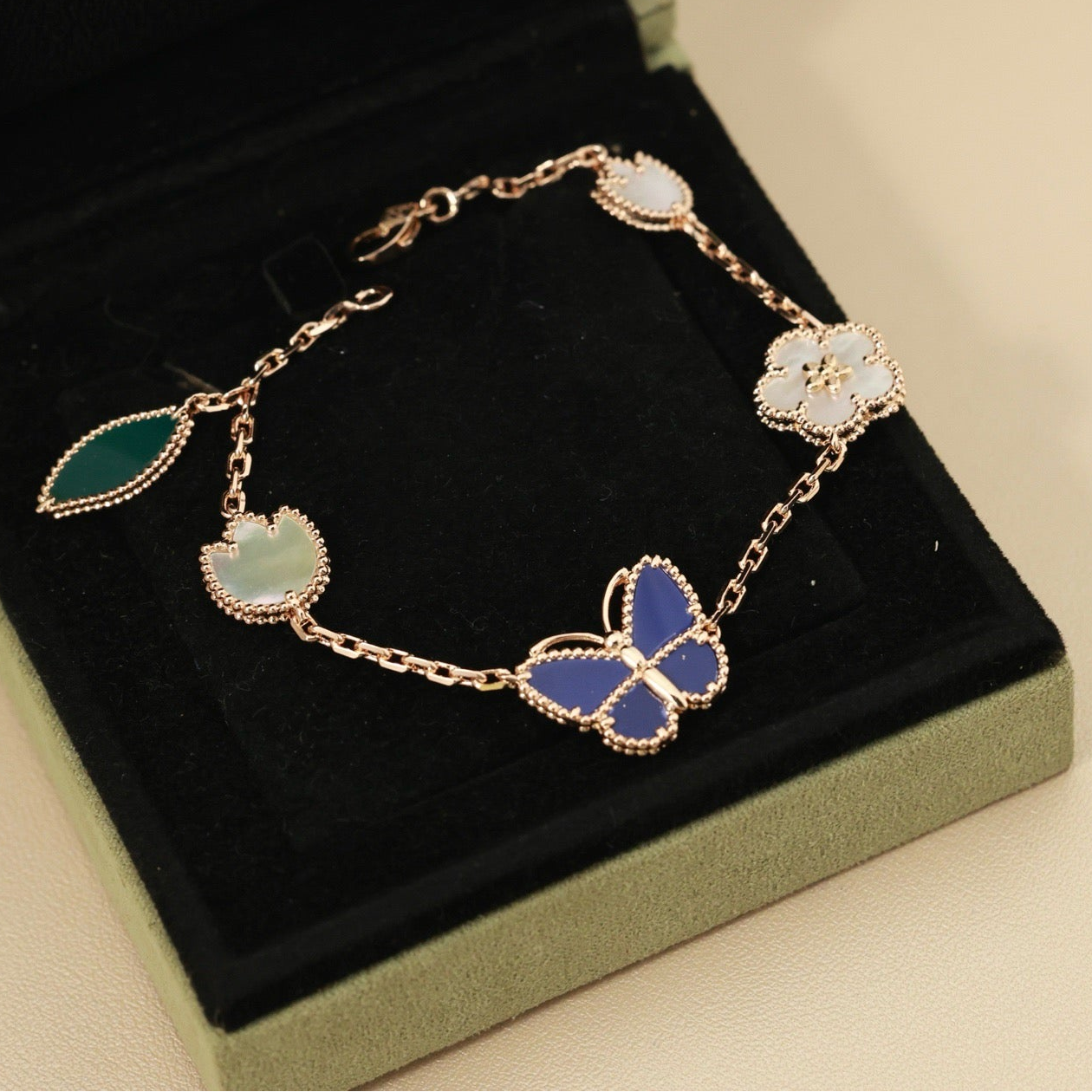 Mother of Pearl Floral Butterfly Bracelet 5 Motifs