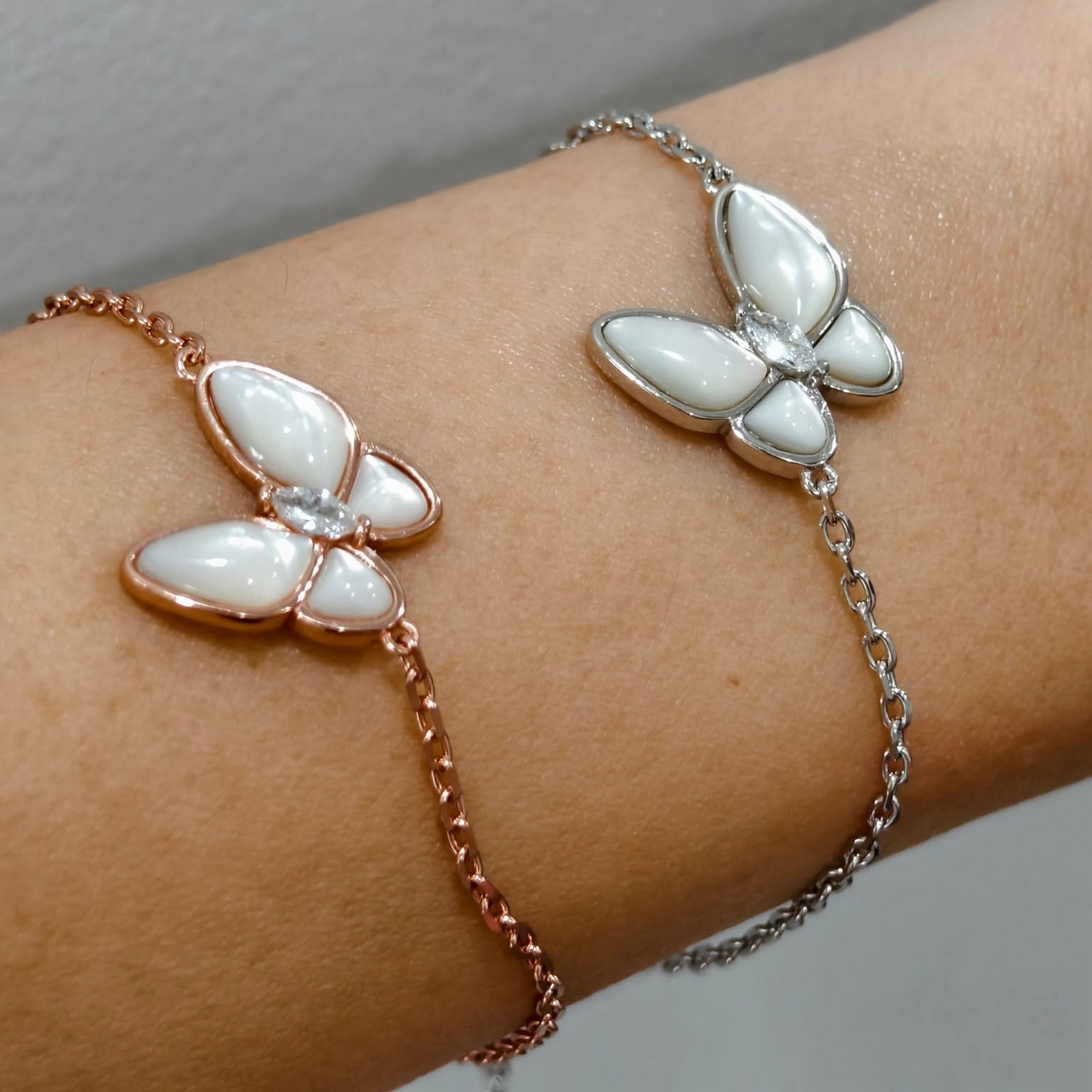 Mother of Pearl Butterfly Chain Bracelet