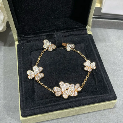 Elegant Frivole Five Flower Pavé Bracelet