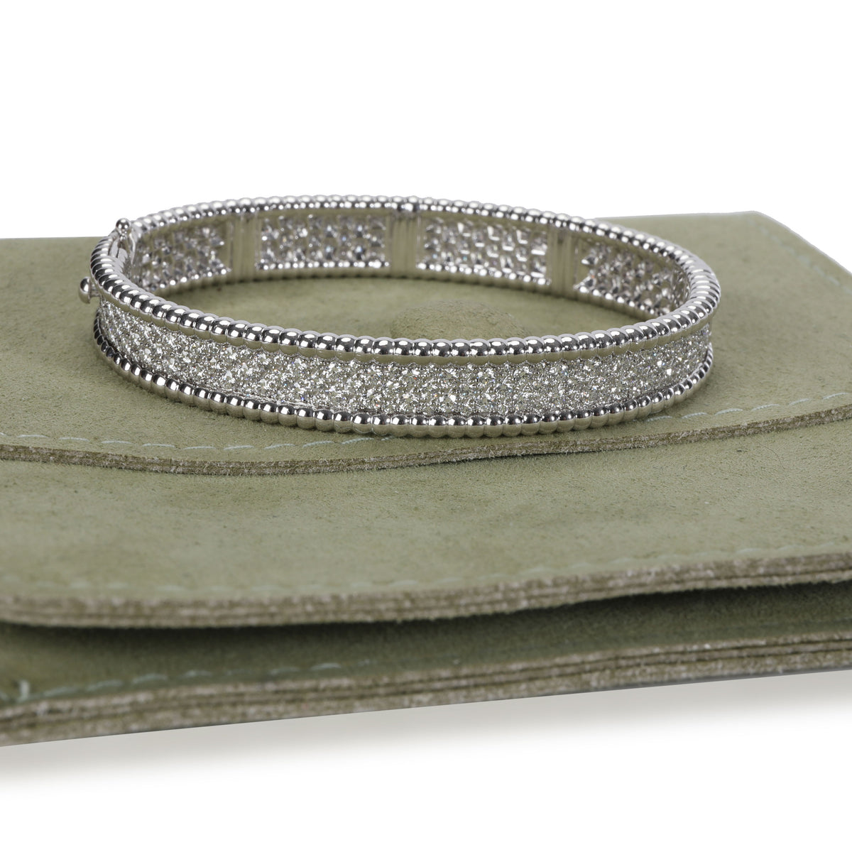 Three Row Pavé Beaded Bracelet Medium Model
