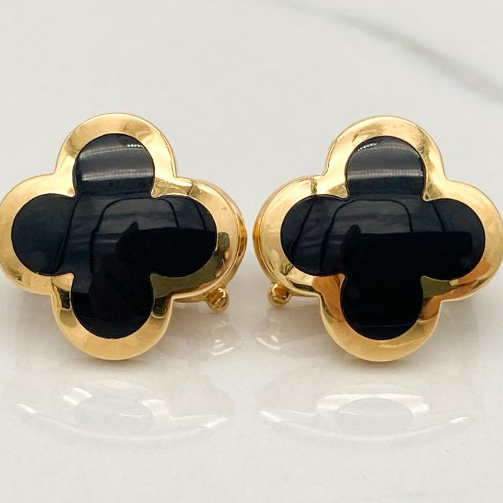 Onyx Clover Stud Earrings
