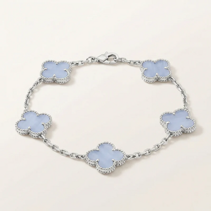 Vintage 5 Motifs Chalcedony Clover Bracelet