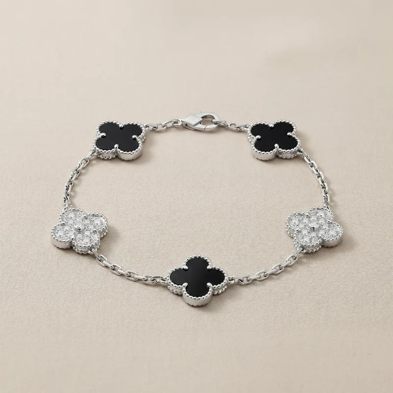 Vintage Five Motifs Black Clover Bracelet