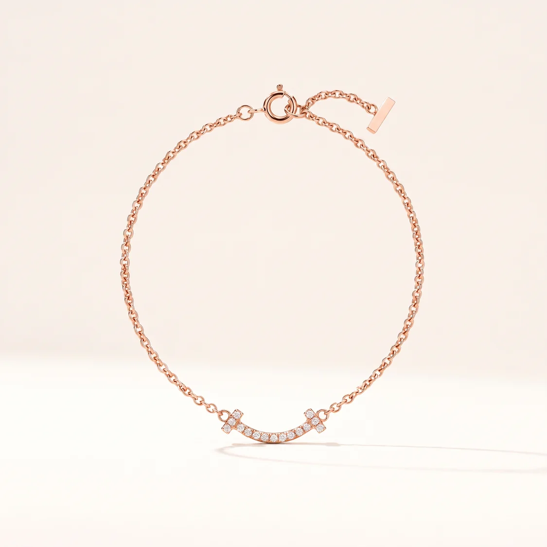 T Smile Pavé Diamonds Chain Bracelet