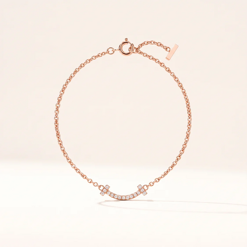T Smile Pavé Diamonds Chain Bracelet
