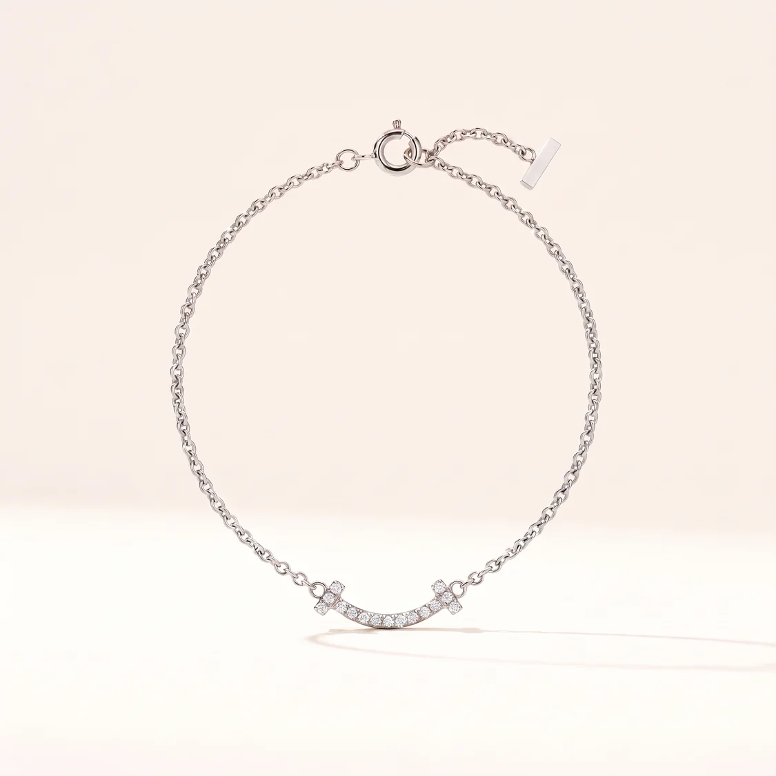 T Smile Pavé Diamonds Chain Bracelet