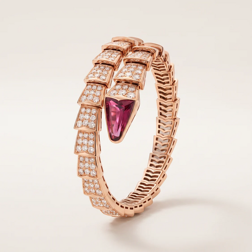 Serpenti Rose Pink Stone Wrap Bracelet
