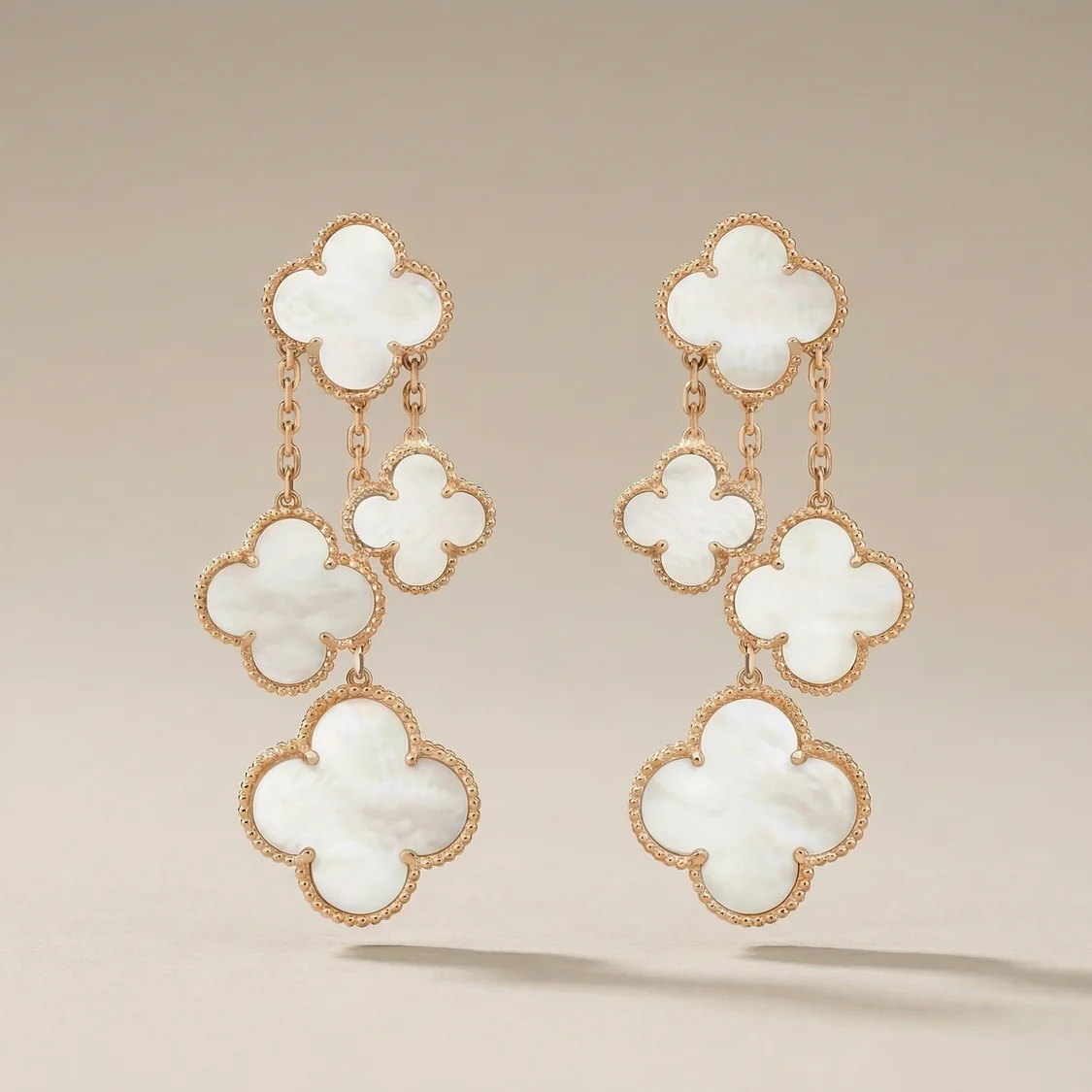 Magic Alhambra Mother Of Pearl Four Motifs Earrings