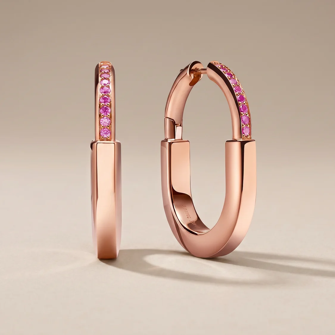 Medium Lock Hoop Earrings Rose Edition