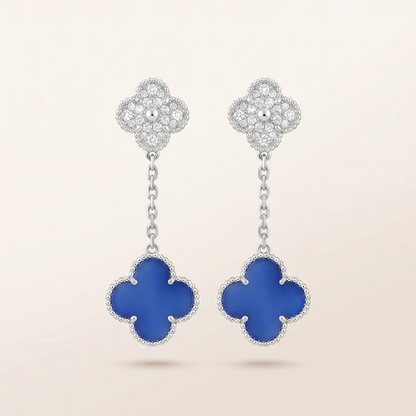 Magic Alhambra Blue Agate Pavé Diamonds Earrings