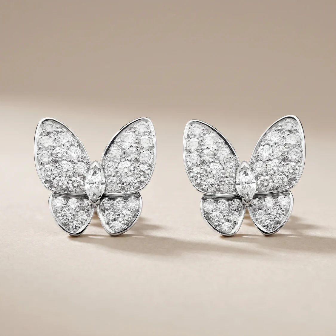 Two Butterfly Pavé Diamonds Earrings