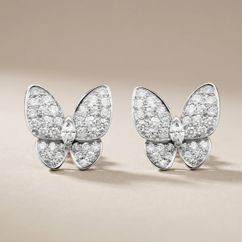 Two Butterfly Pavé Diamonds Earrings