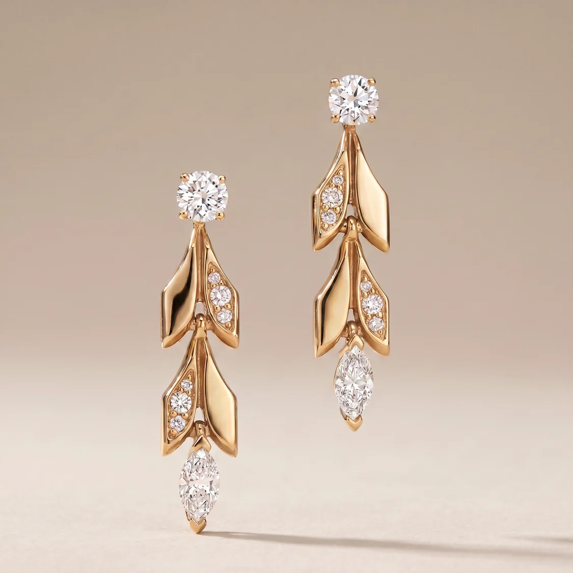 Vine Convertible Pavé Diamonds Drop Earrings