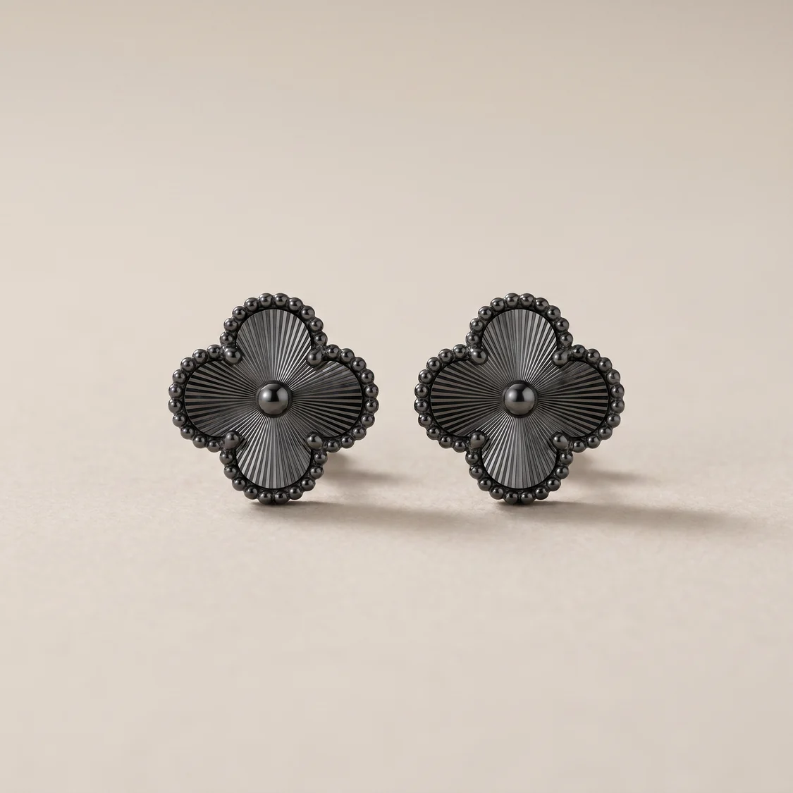 Vintage Black Guilloche Earrings