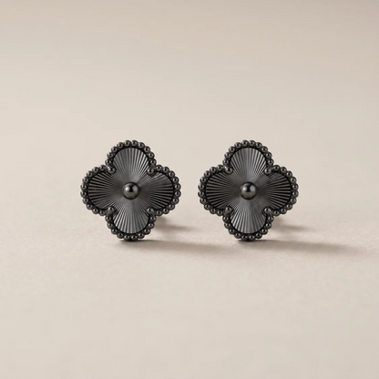 Vintage Black Guilloche Earrings