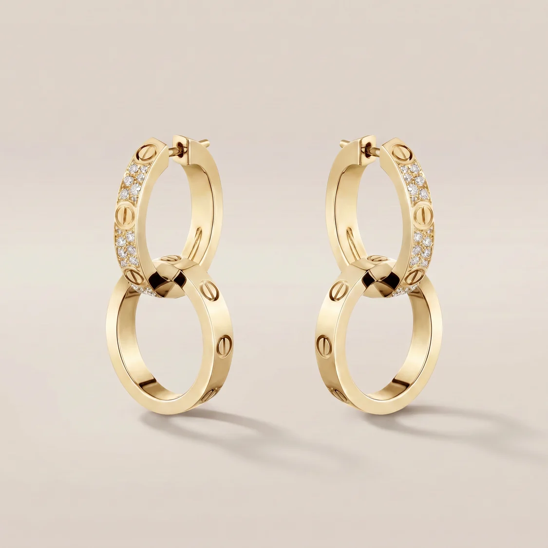Love Double Pavé Diamonds Hoop Earrings