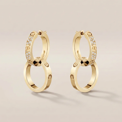 Love Double Pavé Diamonds Hoop Earrings